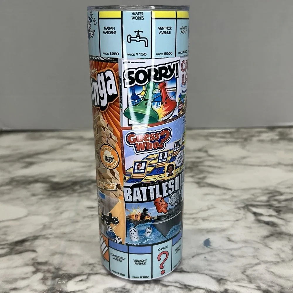 Unique Classic Board Games 20-oz Stainless Steel Tumbler, Water Bottle, Fun